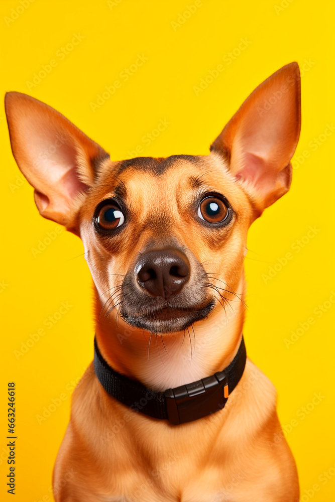 cool, funny, happy dog portrait in front of colorful background cool, funny, happy dog portrait in front of colorful background
