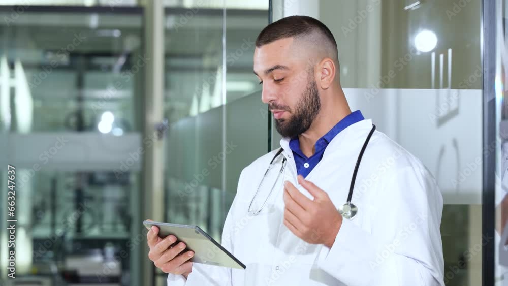 Online medicine with young professional doctor with tablet computer having consultation online Online medicine with young professional doctor with tablet computer having consultation online