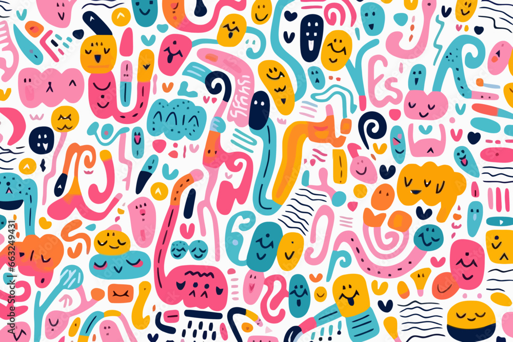 Handwritten script quirky doodle pattern, wallpaper, background ...