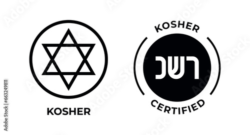 Kosher Certified symbols. International symbols of kosher food. Packaging concept.