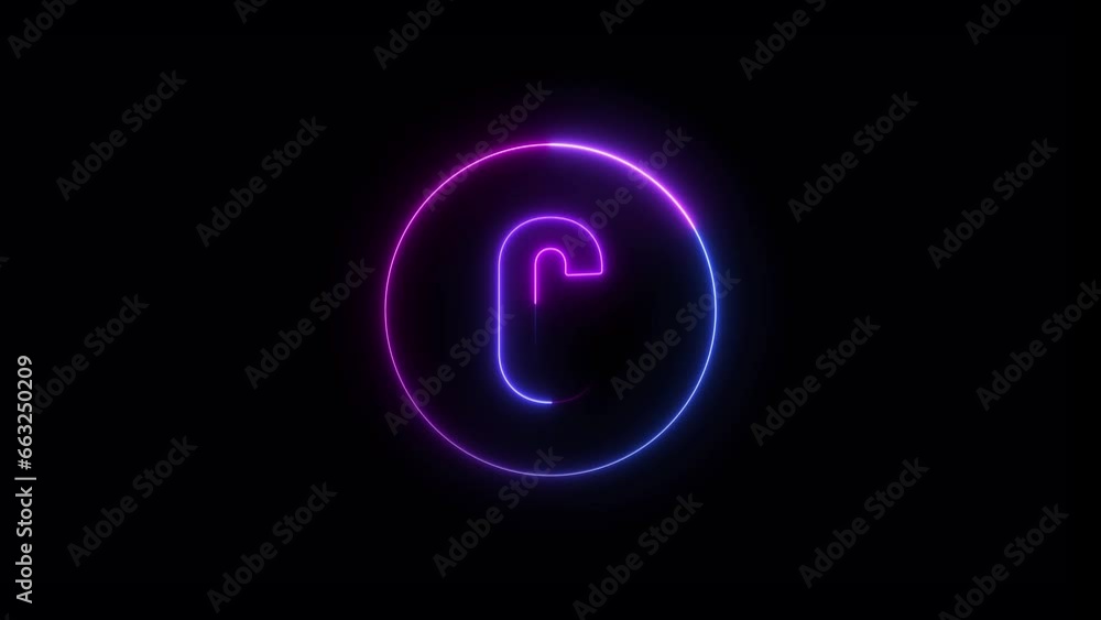 Abstract Neon Letter C Animation on black background video Abstract Neon Letter C Animation on black background video