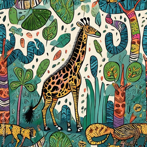 Illustrator of giraffes and other animals
generative AI