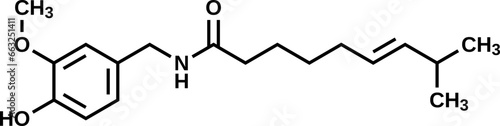 Capsaicin structural formula, vector illustration