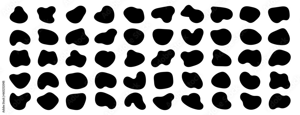Amoeba, irregular blob shape vector illustration set - obrazy, fototapety, plakaty 