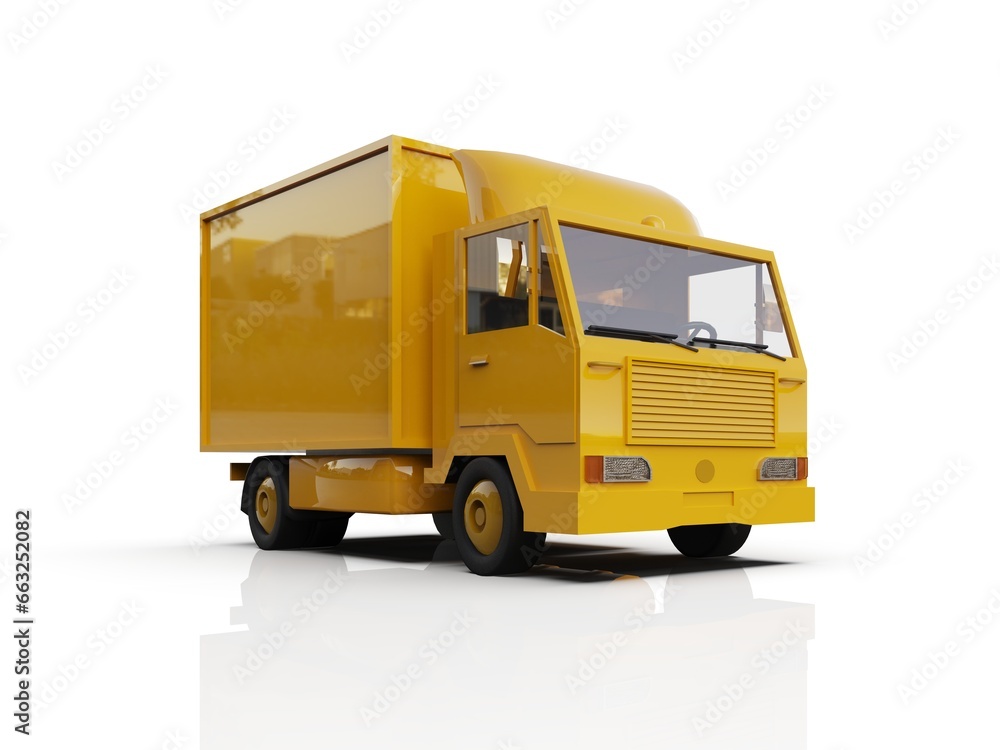 Yellow Delivery Van, Express Delivery Services Commercial Truck Yellow Delivery Van, Express Delivery Services Commercial Truck