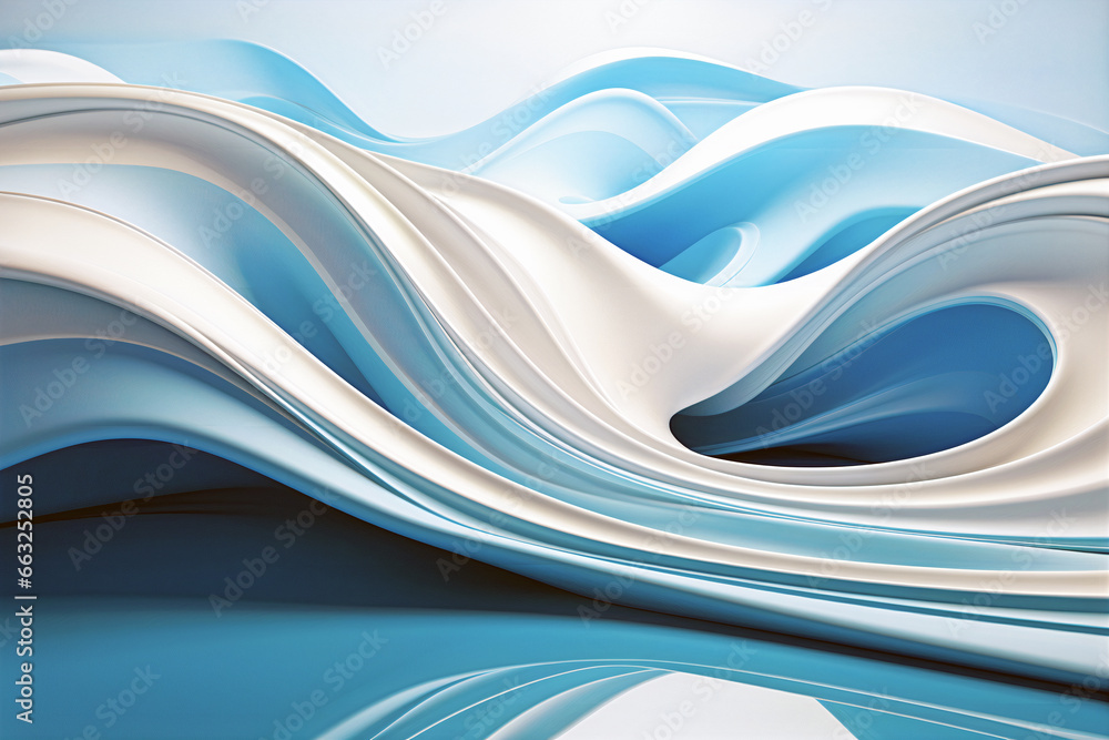 Obraz premium Abstract background blue and white smooth waves. Generative AI
