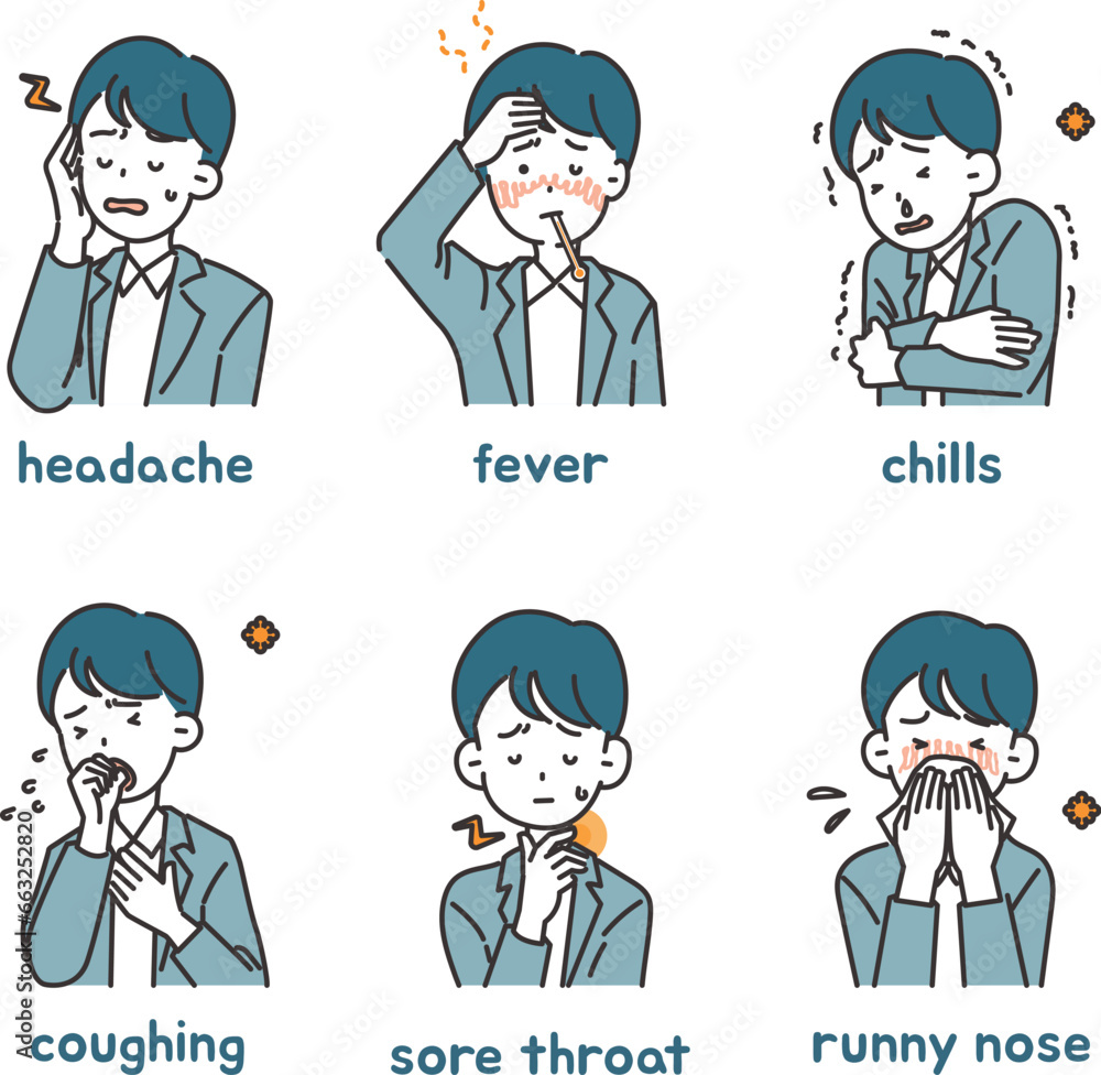 Illustrations of people with colds - young man Illustrations of people with colds - young man
