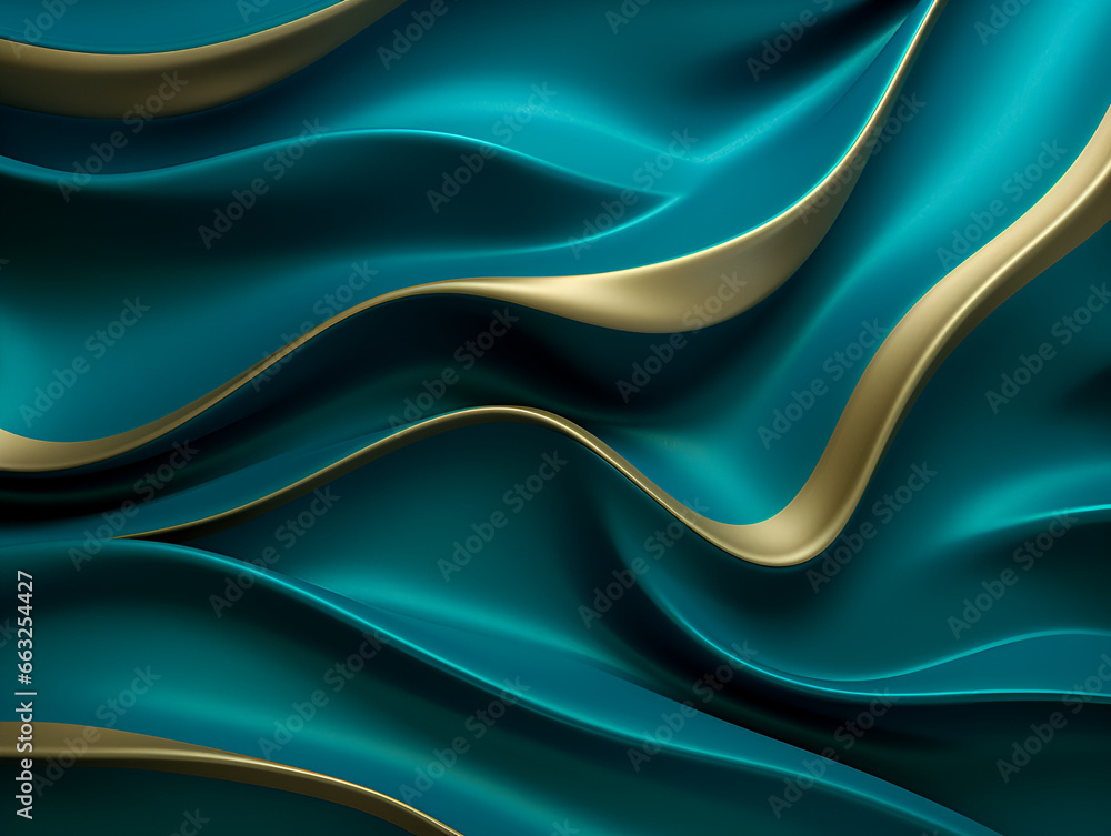 Abstract turquoise and golden smooth wave background Abstract turquoise and golden smooth wave background
