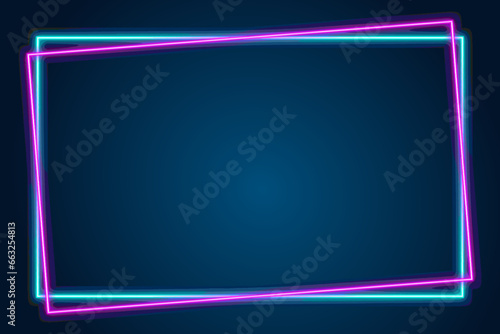Blue, pink neon frame on a dark background