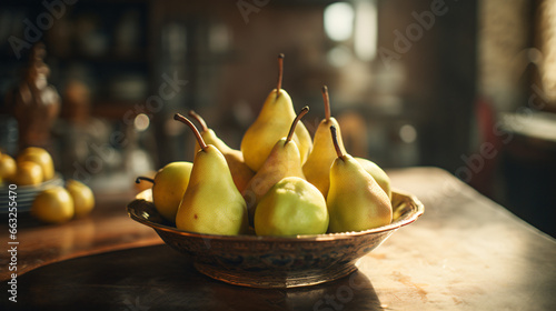 Pears ripe table cinematic shot
