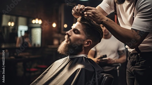 The masterful barber gently applies aftershave. Grooming, skincare, traditional barbershop, revitalization, relaxation, male self-care. Generated by AI