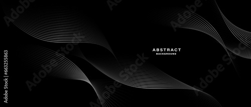 Abstract black background with wavy lines. Digital future technology concept. vector illustration.