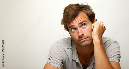 hombre sencillo pensativo