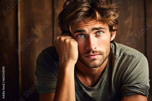 hombre atractivo apoyando la cabeza