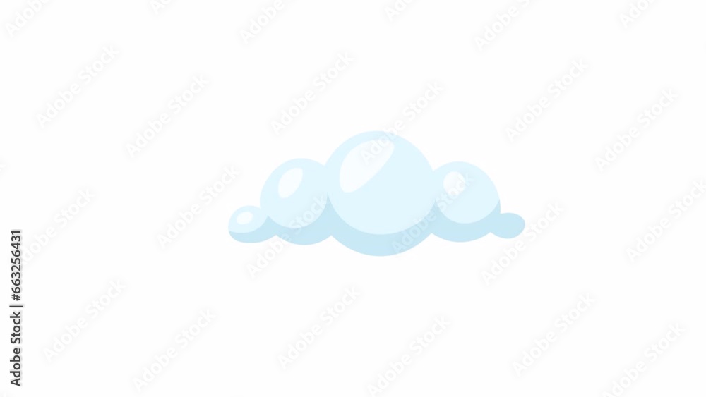 Vidéo Stock Blue cloud floating 2D object animation. Springtime weather ...