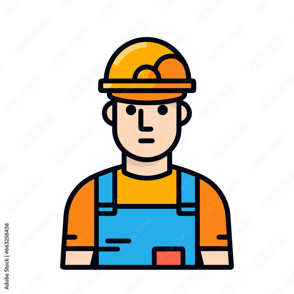 Builder icon. Construction worker icon isolated. Cartoon engineer icon Builder icon. Construction worker icon isolated. Cartoon engineer icon