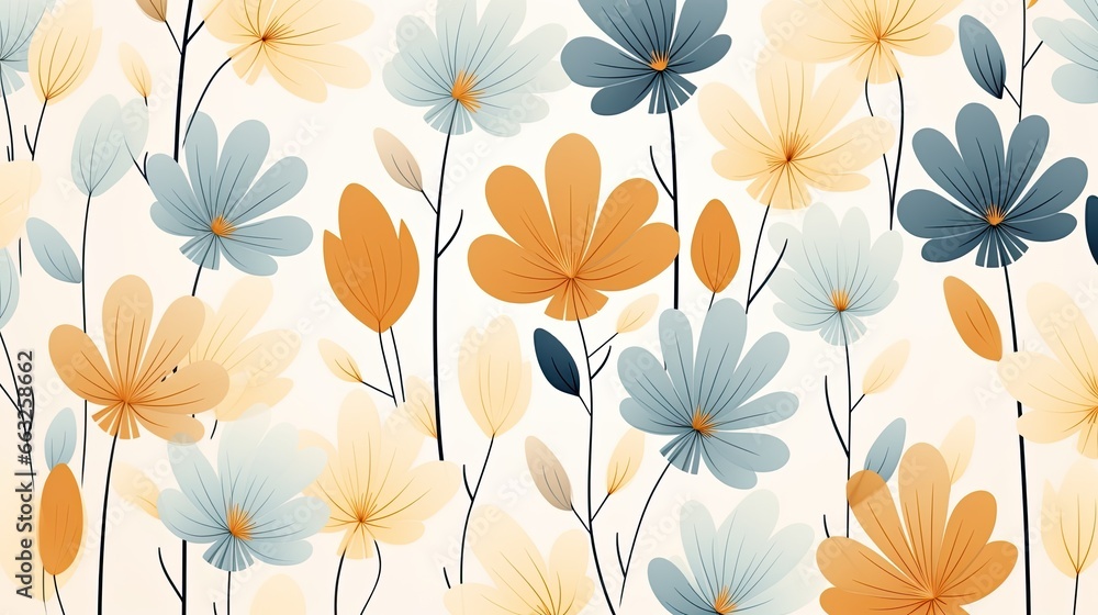 Flower pattern with abstract floral branches with leaves. Nature illustration flowers background. Flower pattern with abstract floral branches with leaves. Nature illustration flowers background.