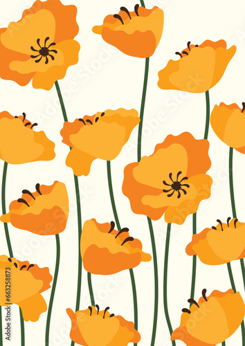 California poppy background.Eps 10 vector.