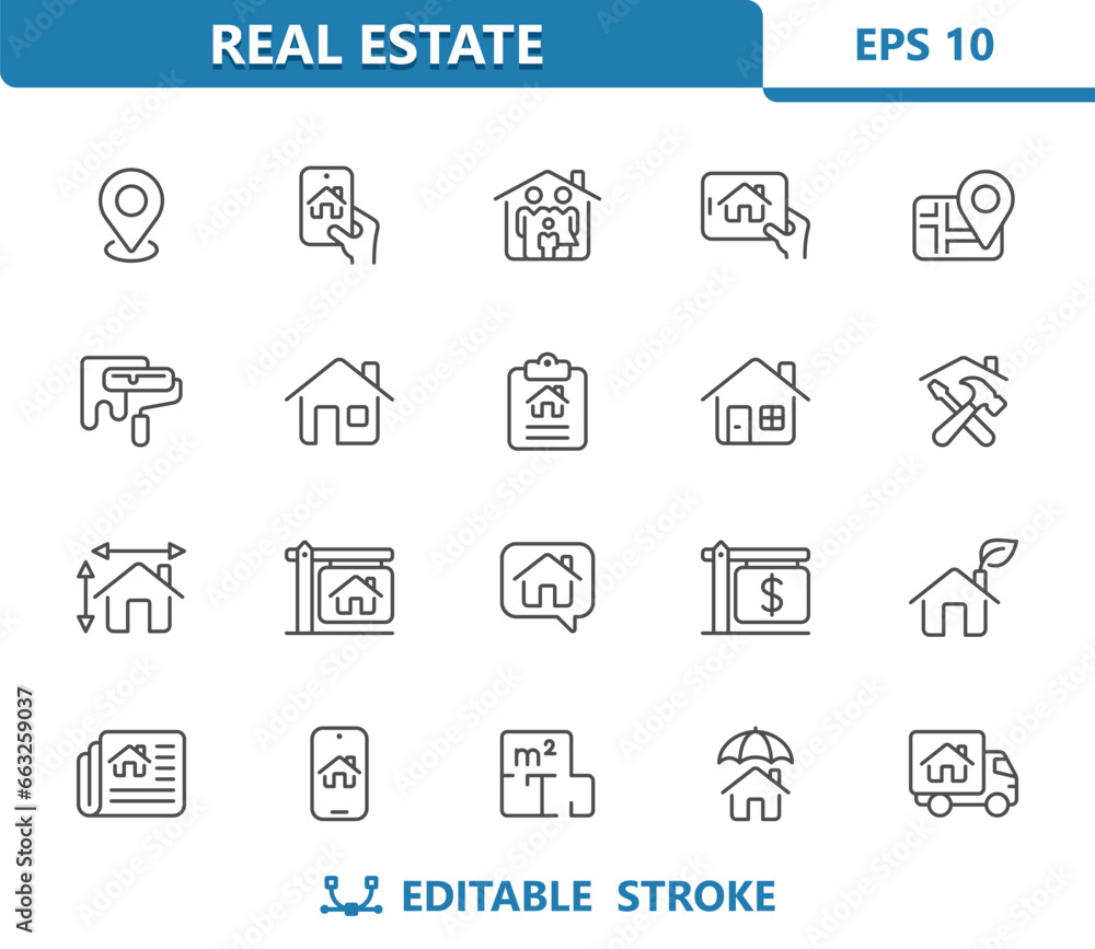 Home Icons. House, Real Estate, Household