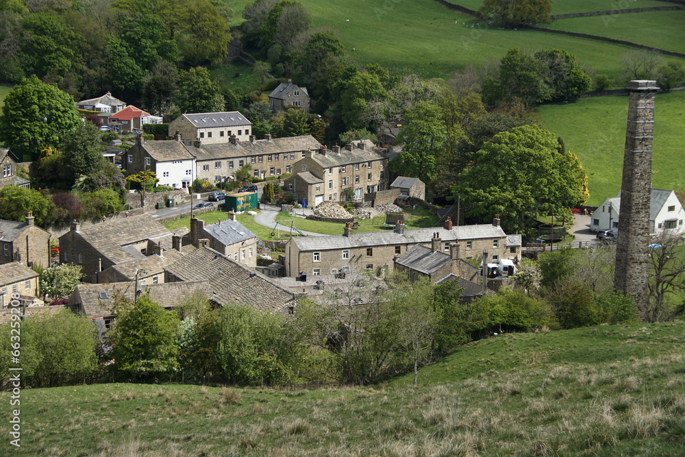 Dale End in Lothersdale where the mill reputedly has the largest indoor waterwheel in the world, North Yorkshire, England, UK