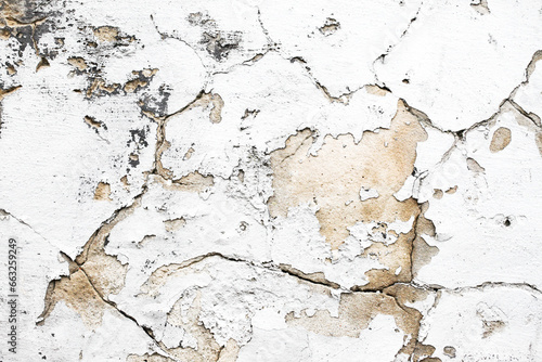 Crack background. Scratched lines texture. White and black distressed grunge concrete wall pattern for graphic design. Peel paint crack. Dry paint overlay. Crack line on white.