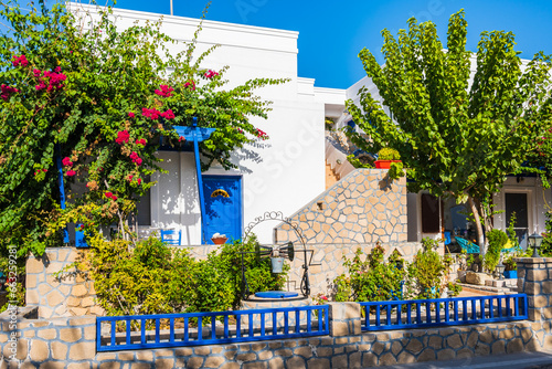 Traditional architecture of Greek house in Pollonia village, Milos island, Cyclades, Greece photo