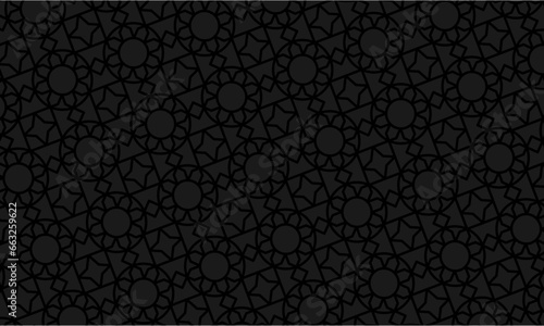 Pattern with seamless vector ornament. Modern stylish geometric dark background with repeating black elements
