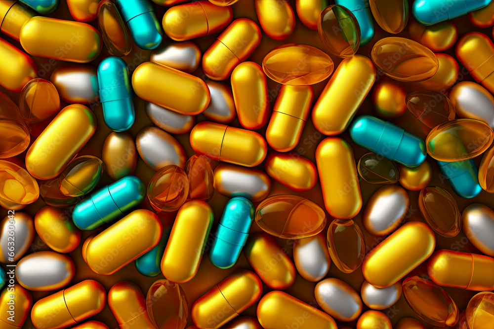 Abstract Backdrop, Vibrant Array, Pharmaceutical Pills and Capsules Abstract Backdrop, Vibrant Array, Pharmaceutical Pills and Capsules