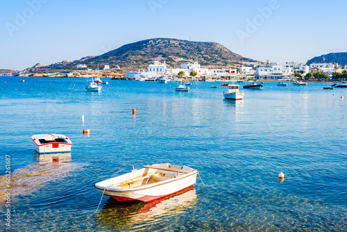 Fishing boats in Pollonia port, Milos island, Cyclades, Greece photo
