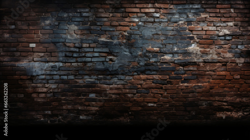 A dark wall surface made up of numerous bricks photo
