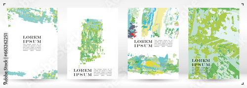 Brush paint Vector Background Templates Set. Hand Painted Artwork Page Collection. Good for Cover, Invitation, Banner, Placard, Brochure, Poster, Card, Flyer and other.