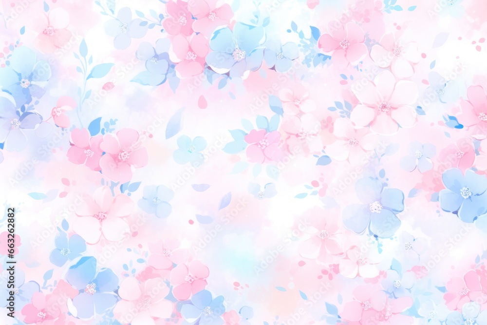 Colorful Blue And Pink Flower Watercolor Pattern Background. Wallpaper. Valentine's Day Banner. Abstract. Winter. Christmas. Generative AI