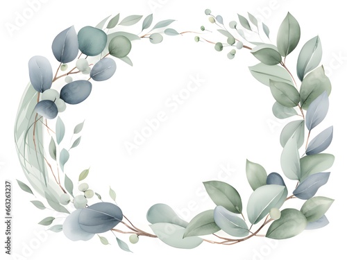 watercolor illustration of eucalyptus branches and leaves.