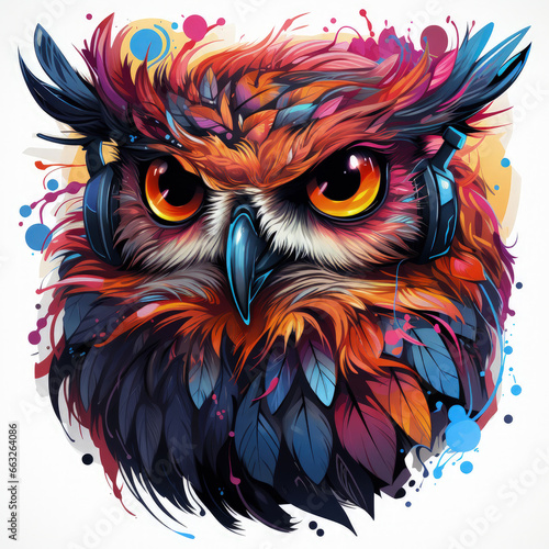 Owl T-shirt Design Illustration, Generative Ai