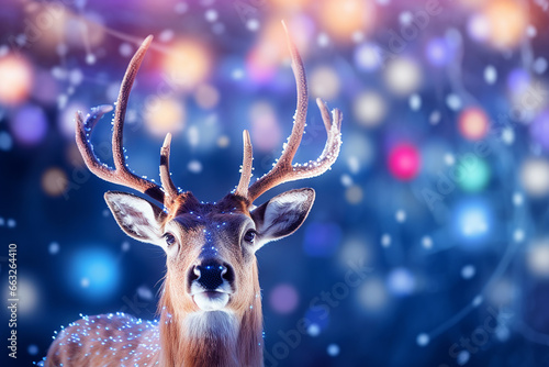 A reindeer on a Christmas background