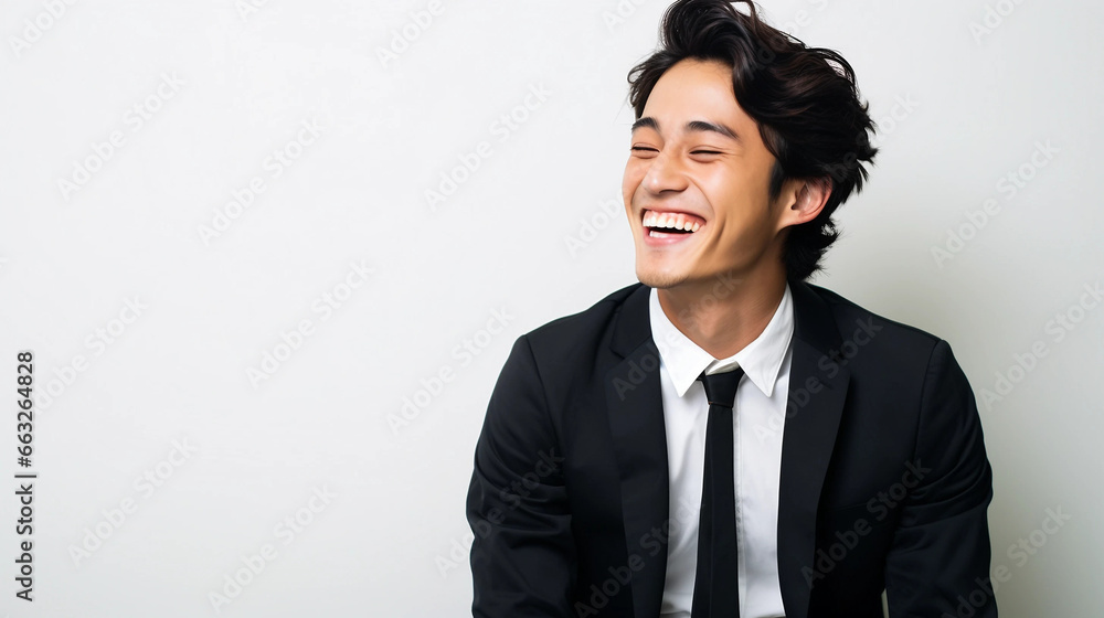 Minimalist photoshoot of male model with empty white background Minimalist photoshoot of male model with empty white background