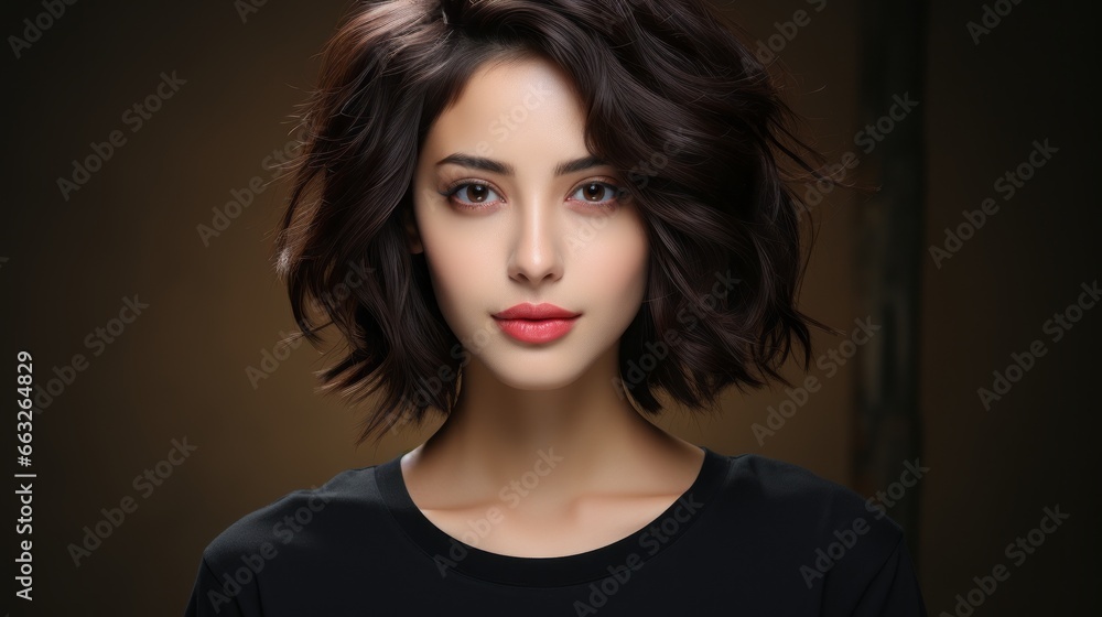 beauty brunette woman model with short hair with natural makeup perfect clean skin beauty brunette woman model with short hair with natural makeup perfect clean skin
