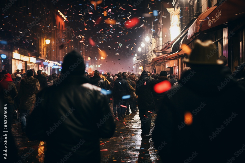 people celebrating New Year's Eve, party outside people celebrating New Year's Eve, party outside