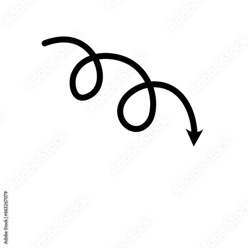 Single Curly Arrow Design Hand Drawn Element