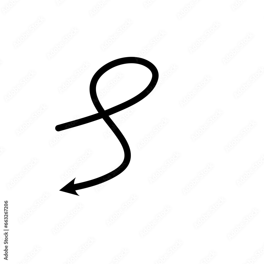 Single Curly Arrow Design Hand Drawn Element Single Curly Arrow Design Hand Drawn Element