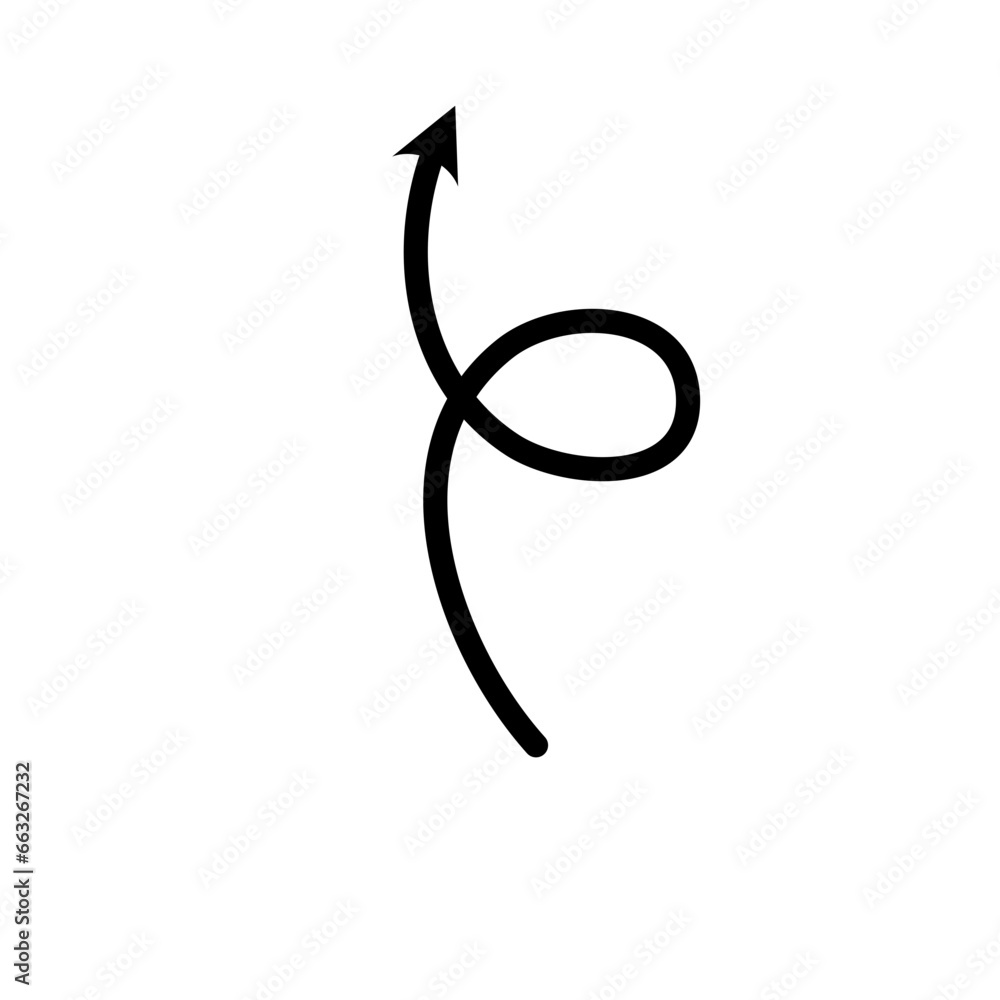 Single Curly Arrow Design Hand Drawn Element