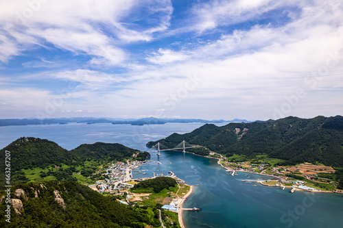 Scenic view of the Saryangdo Islands against the sky, South Korea