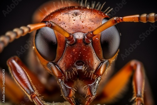 A detailed close-up of an ant. Generative AI