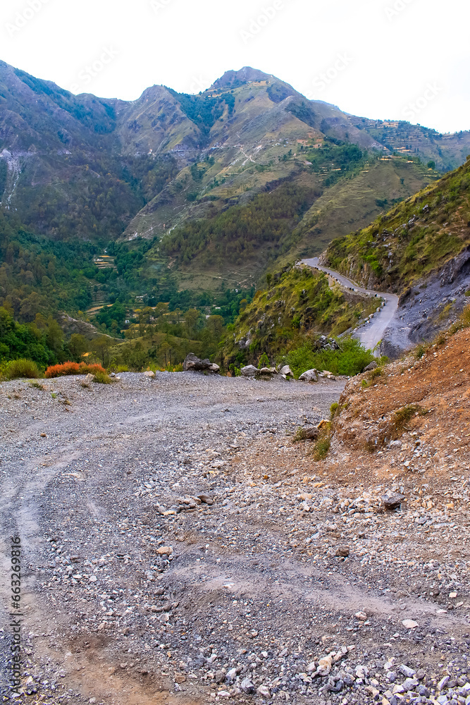 Dirt road rally on mountain way background Dirt road rally on mountain way background
