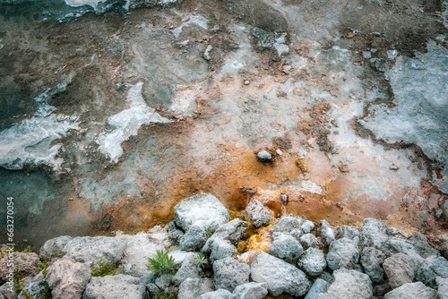 Parched, rocky desert landscape. rock texture background photo