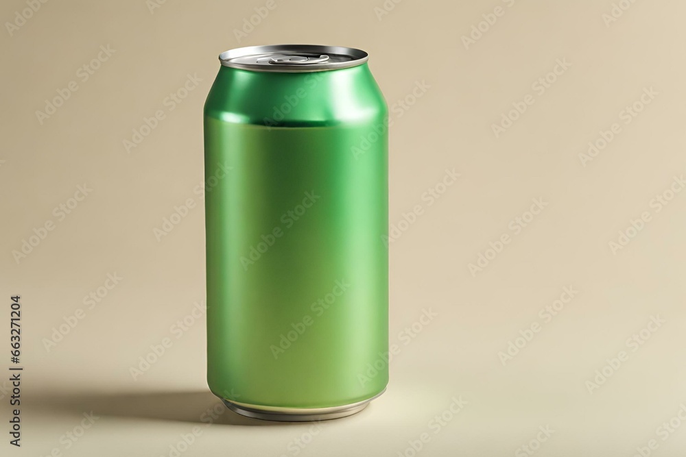 Isolated Light Green Can Mockup on Soft Background Generative AI Isolated Light Green Can Mockup on Soft Background Generative AI