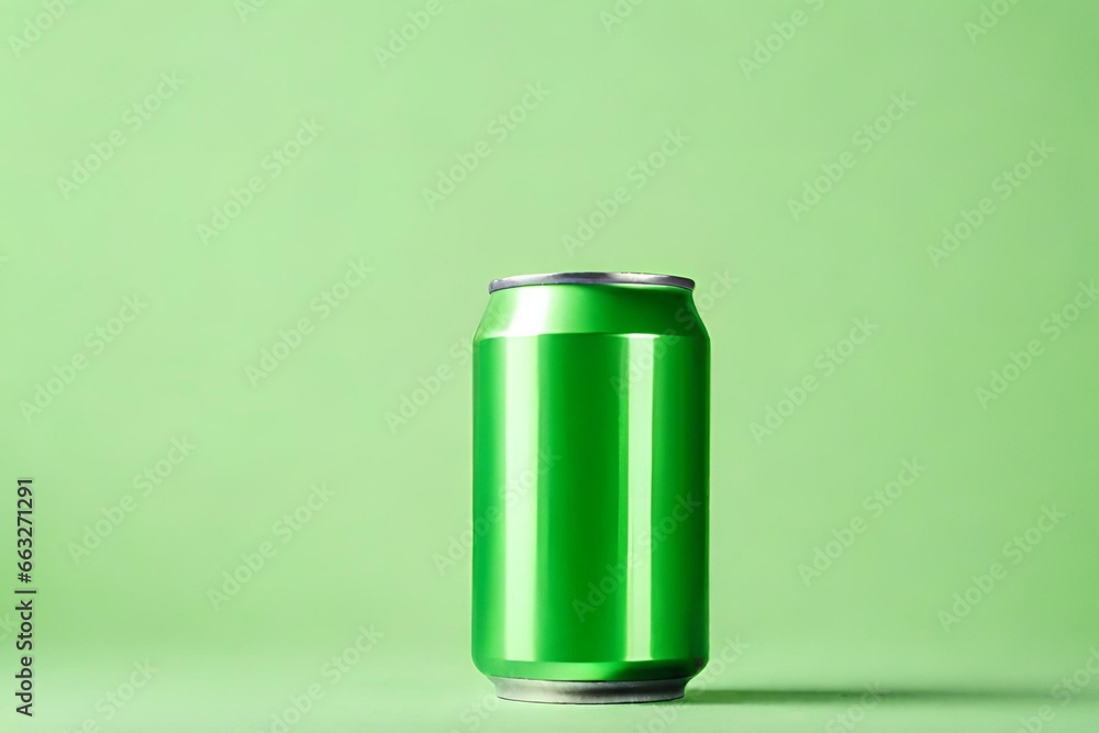 Isolated Light Green Can Mockup on Soft Background Generative AI Isolated Light Green Can Mockup on Soft Background Generative AI