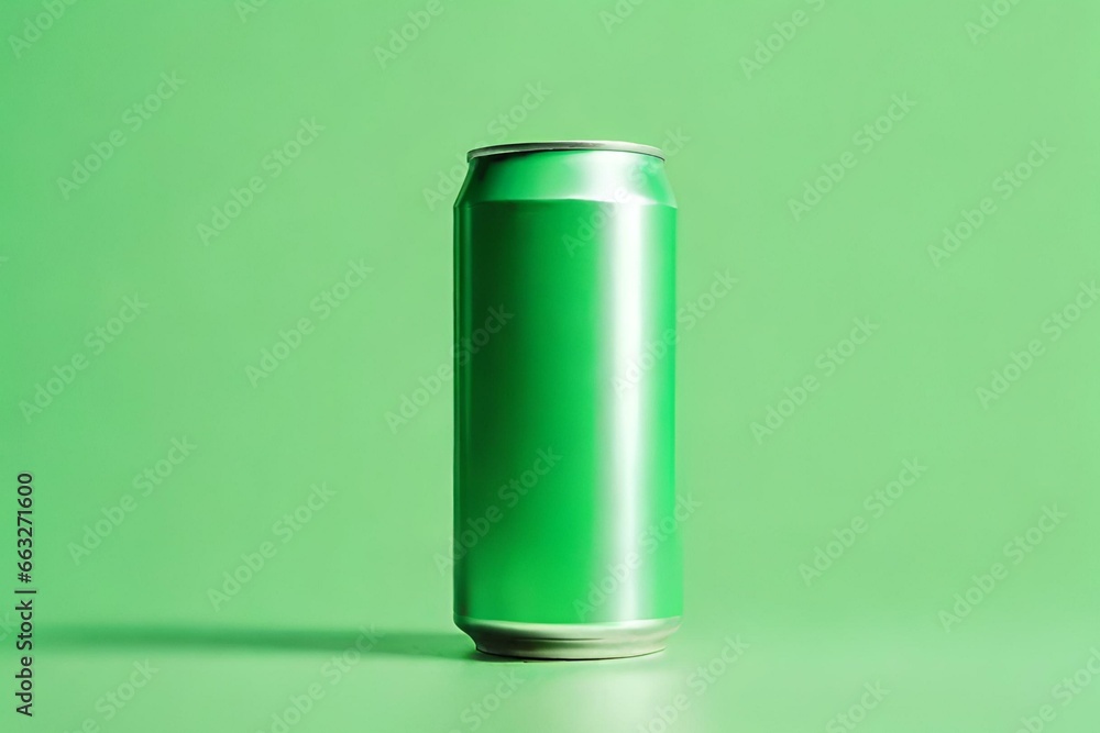 Isolated Light Green Can Mockup on Soft Background Generative AI Isolated Light Green Can Mockup on Soft Background Generative AI