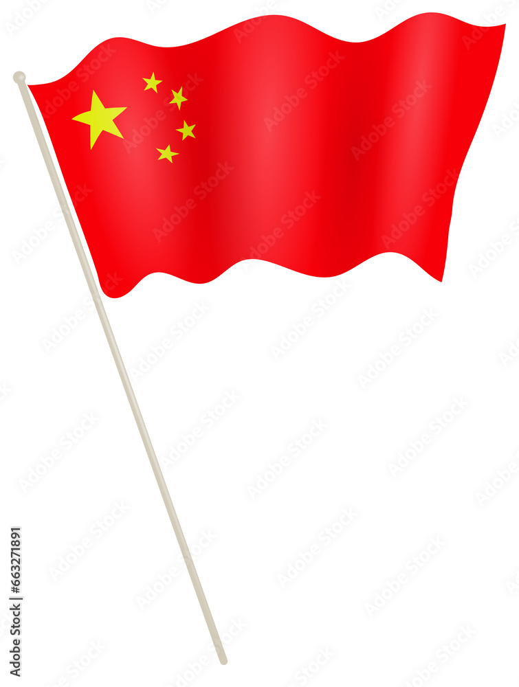 China flag on flagpole waving in the wind. illustration. China flag on flagpole waving in the wind. illustration.