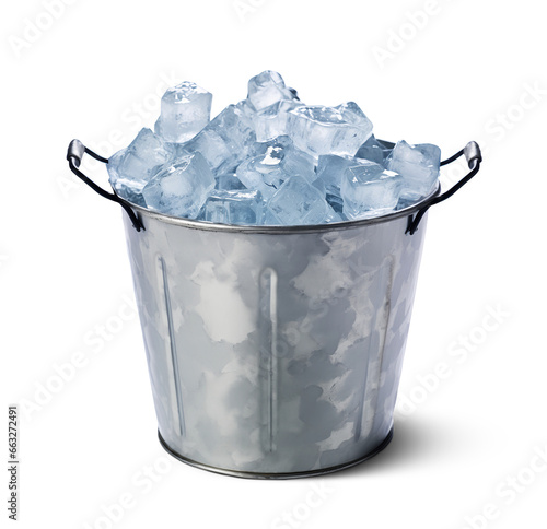 Metal champagne bucket, full with ice. Generative AI